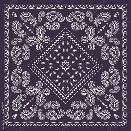 Paisley Foulard Bandana Navy Blue