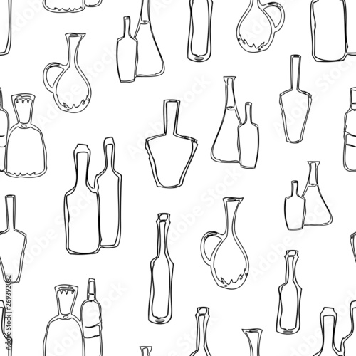Pattern of outlines of various glass kitchenware