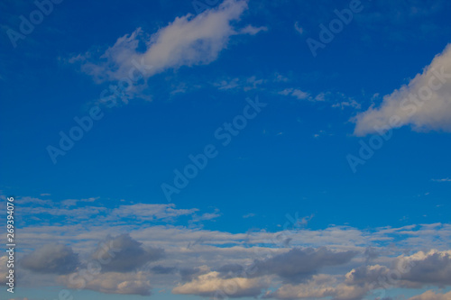 Beautiful photo of clouds in the blue sky  A flock of little clouds