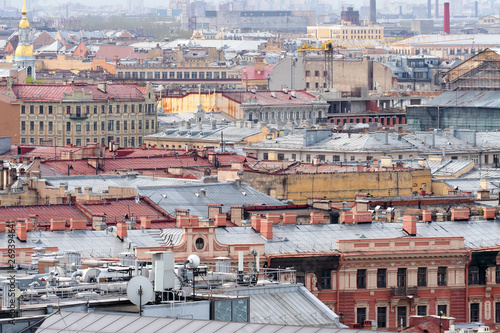 Roofs of Saint Petersburg, panoramic top view