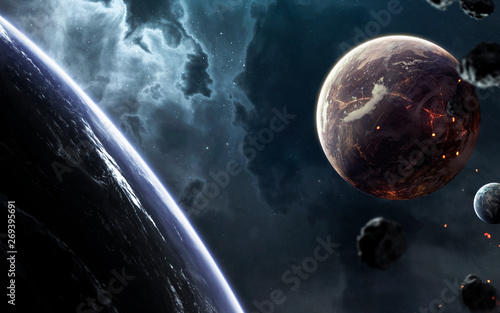 Beautiful planets at the deep space landscape wallpaper. Elements of this image furnished by NASA