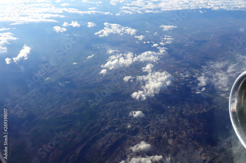aerial view of the clouds from the window of the plane