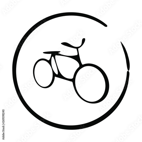 A bicycle icon in the circle isolated on white background. Vector, EPS 10