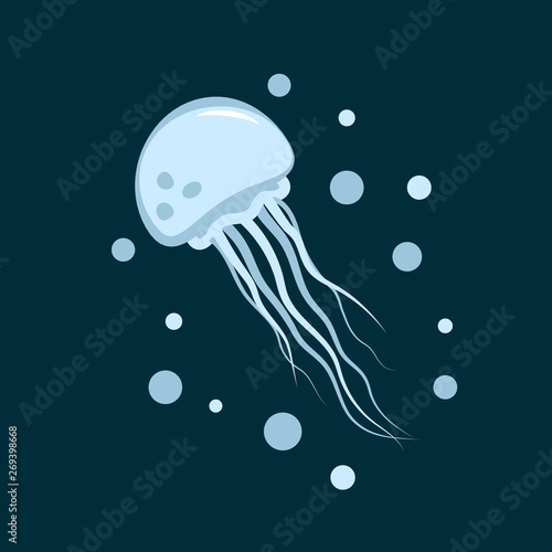 Jellyfish color vector icon on dark background