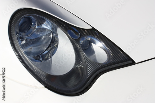 White performance car headlight cluster