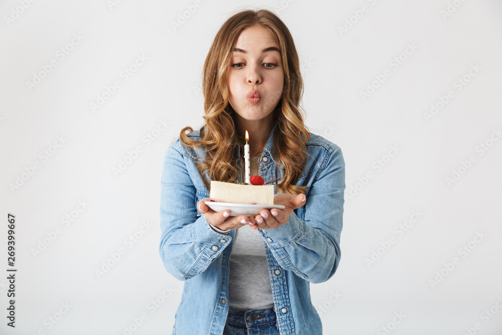 Attractive young girl standing isolated over white Attractive young girl standing isolated over white