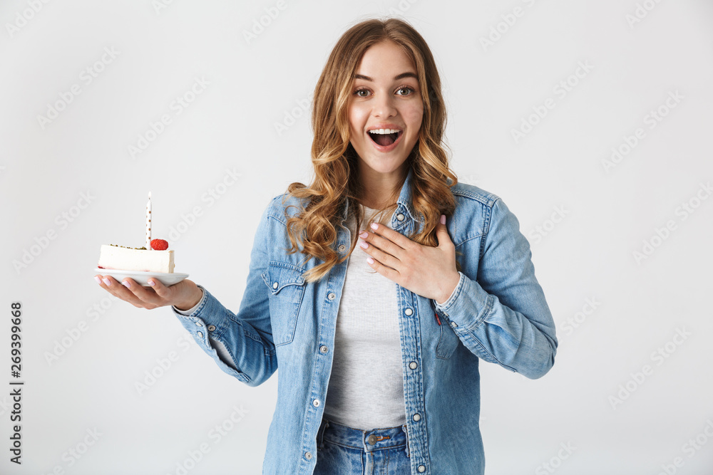 Attractive young girl standing isolated over white Attractive young girl standing isolated over white