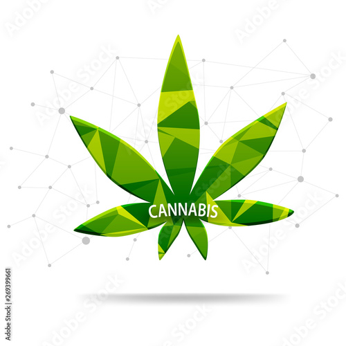 Cannabis leaf, modern, polygon logo