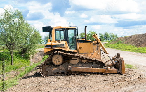 Excavator on a road construction site.