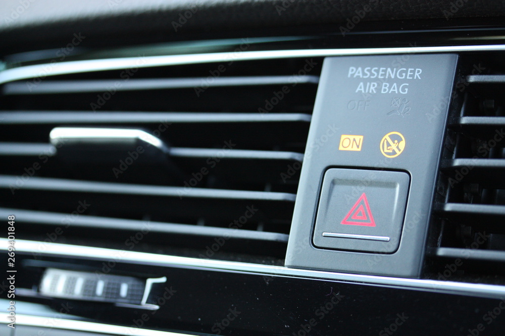 Passenger airbag sign and hazard lights button Passenger airbag sign and hazard lights button