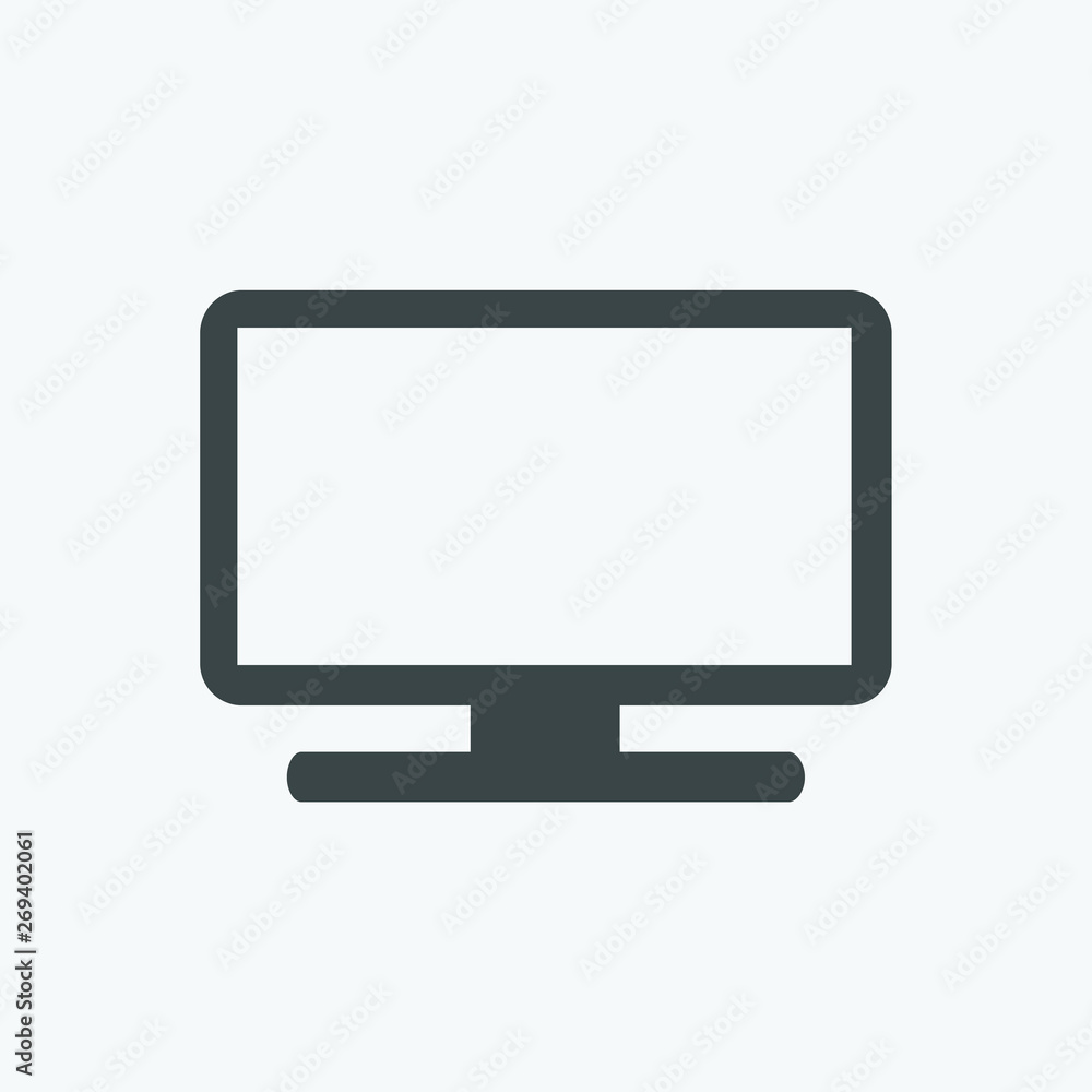 PC Icon on grey background. PC Icon on grey background.