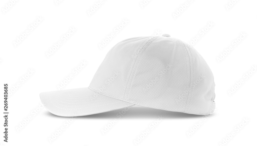 Fototapeta premium white canvas fabric cap isolated on white background