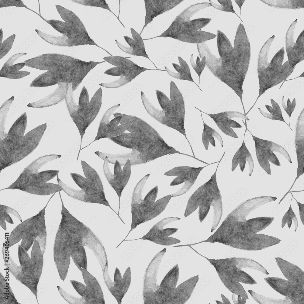 Fototapeta premium Seamless watercolor pattern. Botanical illustration. Figure drawn by hand. Desian, fabrics, Wallpaper, textiles, cards, background, clothes