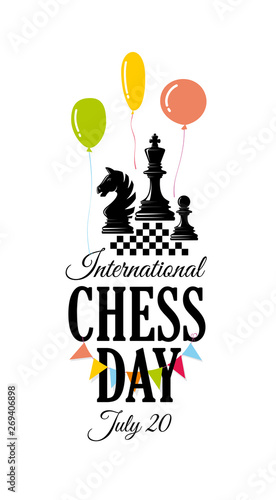 Chess Day. July 20. Logo. Greeting card. Poster.