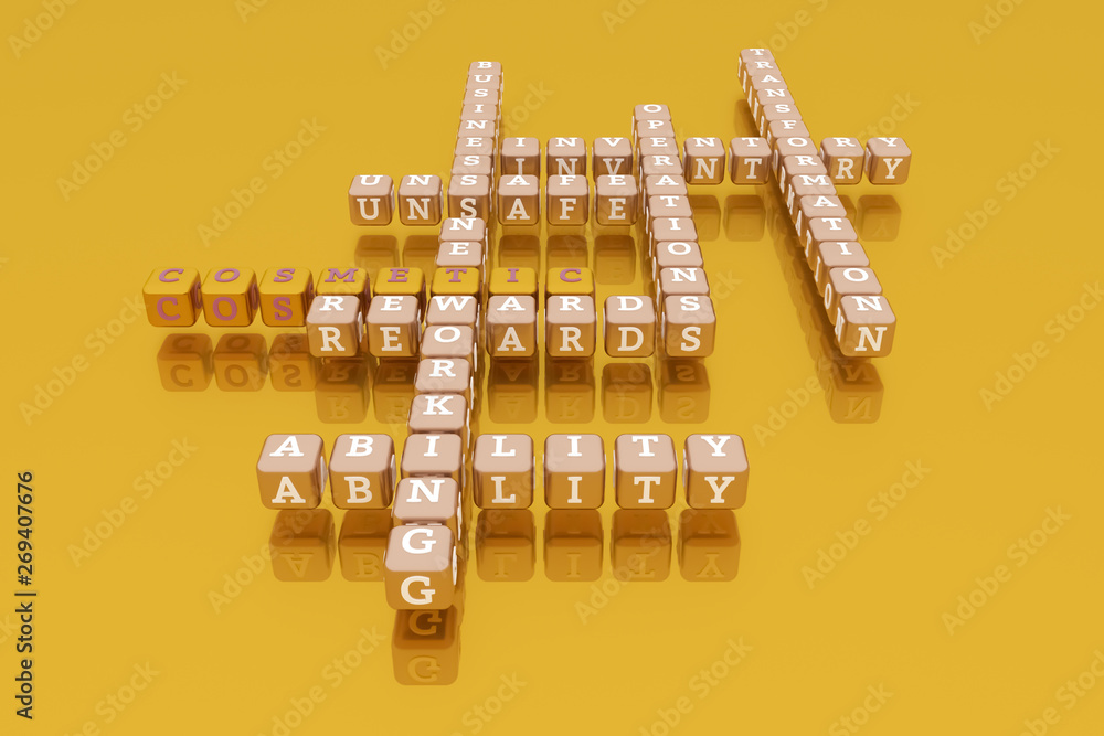 Cosmetic, business keyword crossword. For web page, graphic design, texture or background.