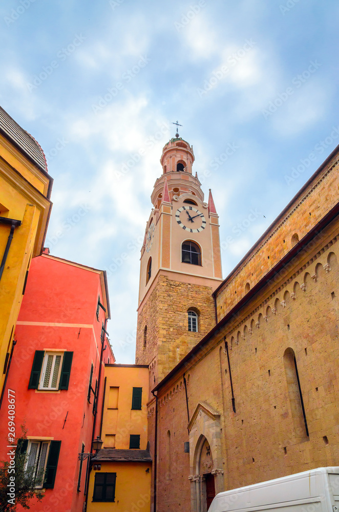Fototapeta premium Traditional cozy street in city San Remo, Italy
