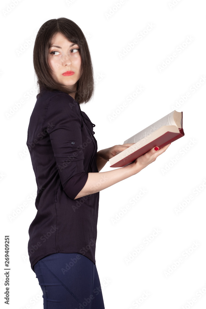 Young Woman Eavesdropping While Reading Young Woman Eavesdropping While Reading