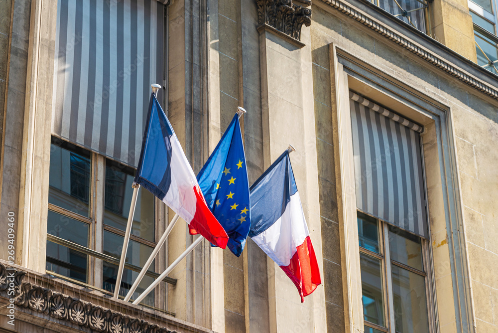 French flag and EU Community Flag