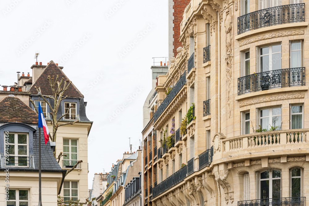 Fototapeta premium French flag and EU Community Flag
