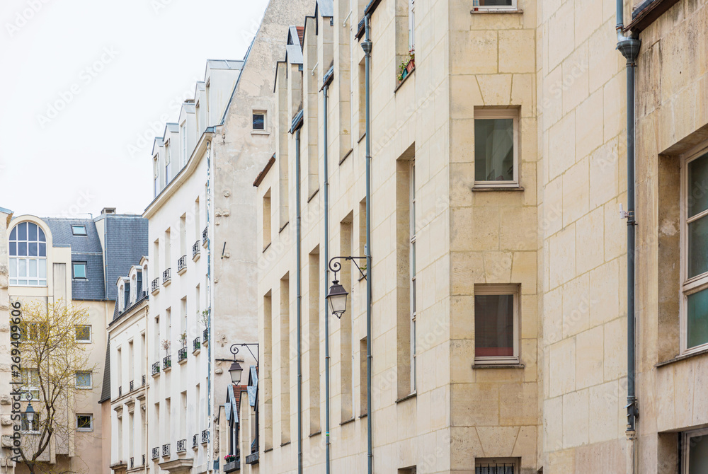 Antique building view in Paris city, France. Antique building view in Paris city, France.