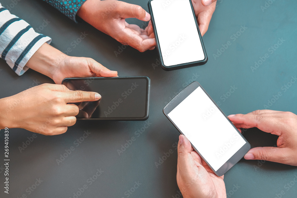 business people discussing using smart mobile phone business people discussing using smart mobile phone