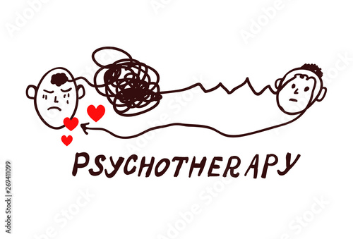 Psychotheraphy concept illustration - sketch style. Vector graphic