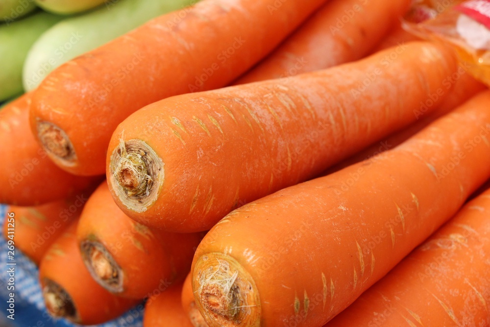 Fresh organic carrots for cooking in market Fresh organic carrots for cooking in market