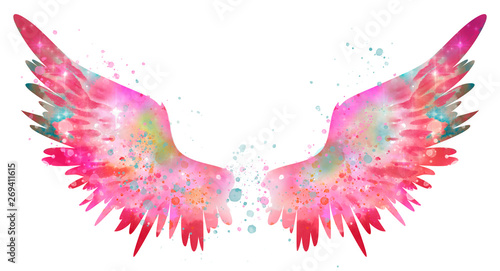 magic pink spreaded watercolor wings © Евгения Савченко