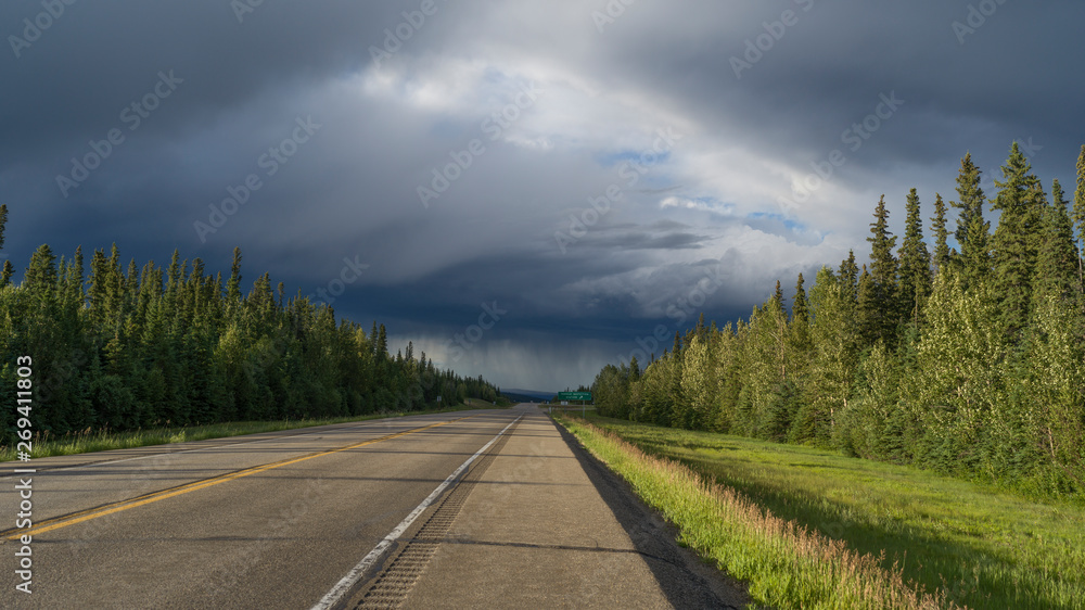 Highway passing through landscape, Yellowhead Highway, Jasper National Park, Jasper, Alberta, Canada