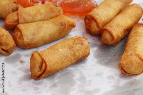 fried spring rolls traditional for appetizer food