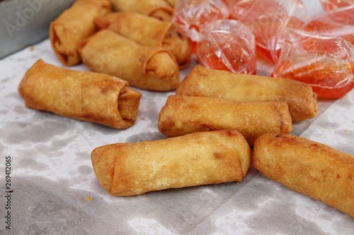 fried spring rolls traditional for appetizer food