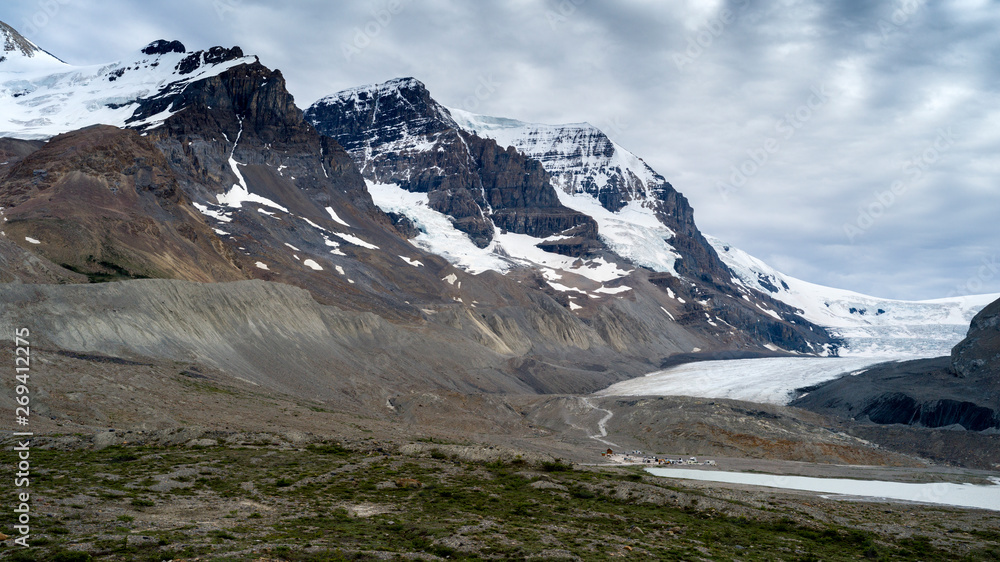 Mountains and glacier, Columbia Icefields, Icefields Parkway, Jasper, Alberta, Canada