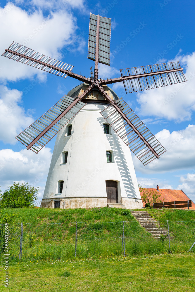 Naklejka premium The historic dutch windmill in Wendhausen, Landkreis Helmstedt, Germany, built 1837