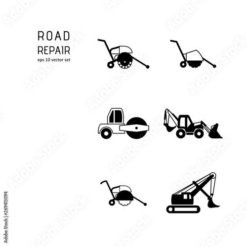 Road repair - vector icon.