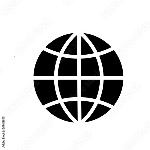Planet Globe vector pictograph. Illustration style is flat iconic black symbol on a transparent background.