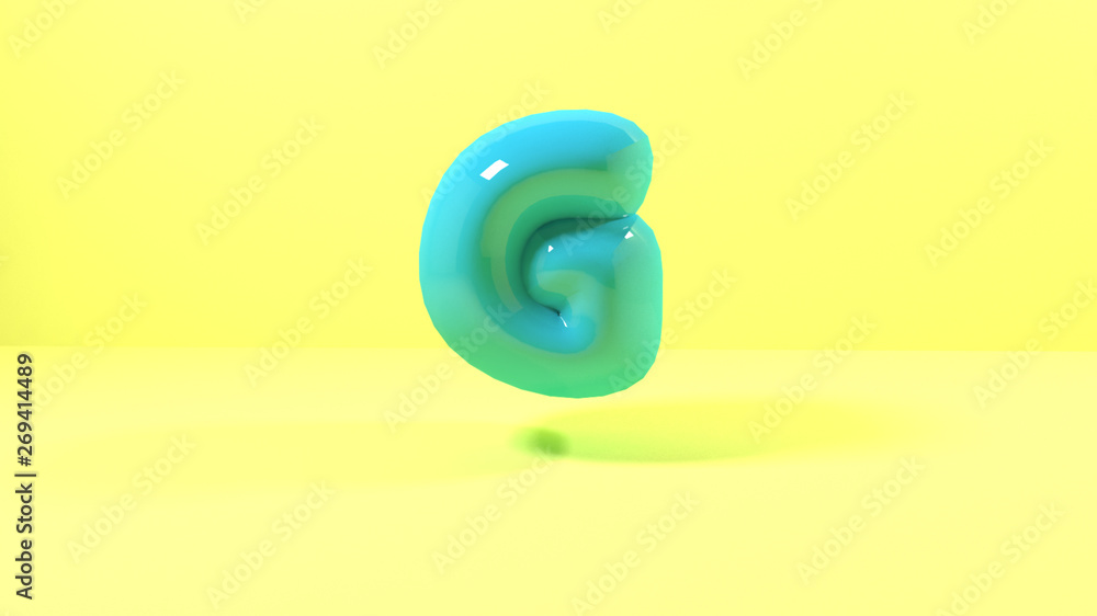 3d render blue bubble plastic on pink background letters g 3d render blue bubble plastic on pink background letters g