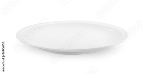 empty white plate on white background.