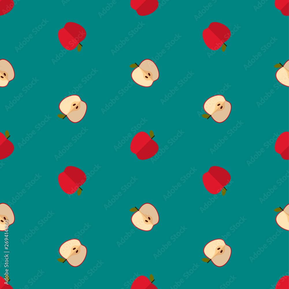 Apple Pattern with a beautiful flat background