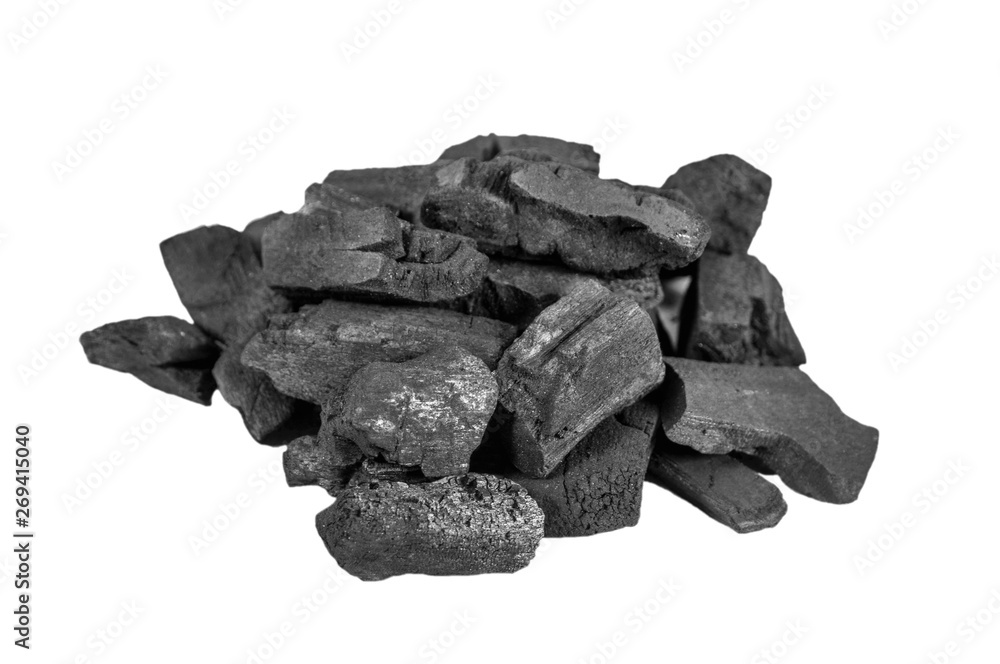 Natural wood charcoal Isolated on white Natural wood charcoal Isolated on white