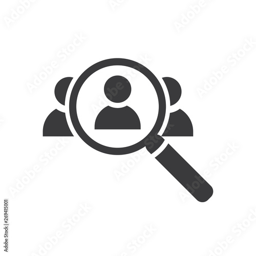 Search for employees and job, business, human resource icon in flat style.