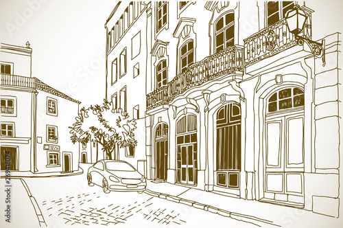  Lisbon city street sketch.