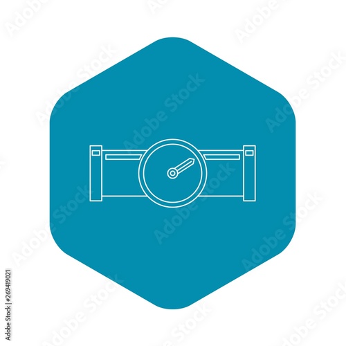 Pipe with water meter icon. Outline illustration of pipe with water meter vector icon for web