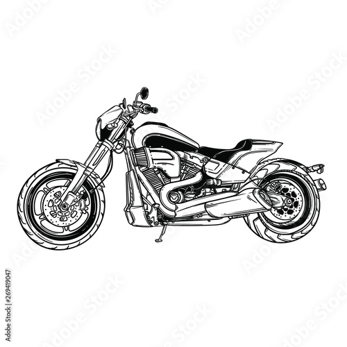 Vector isolated motor scooter icon. Motorcycle silhouette symbols.