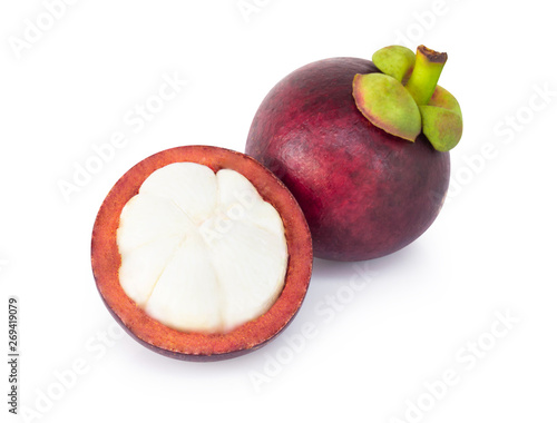 Fresh mangosteen fruit isolated on white background