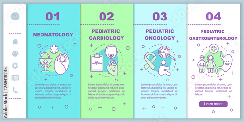 Pediatric clinic onboarding mobile web pages vector template
