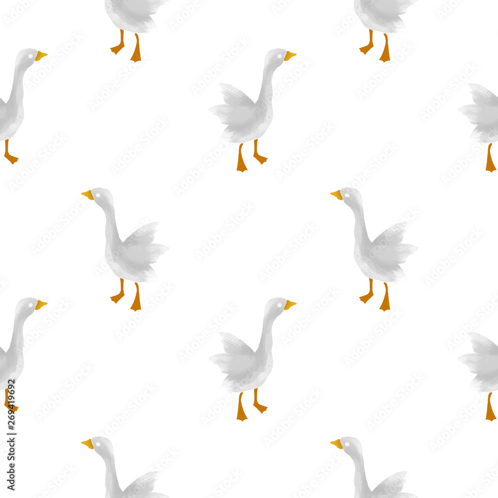 Seamless pattern with a bird. Farm goose. Seamless pattern with a bird. Farm goose.