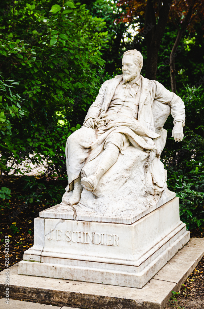 Statue of Emil Jakob Schindler famous Austrian painter.
