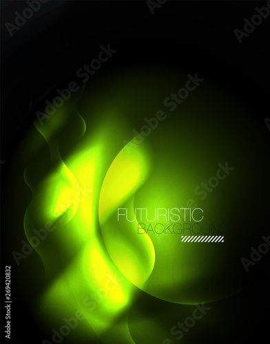 Shiny neon geometric waves template