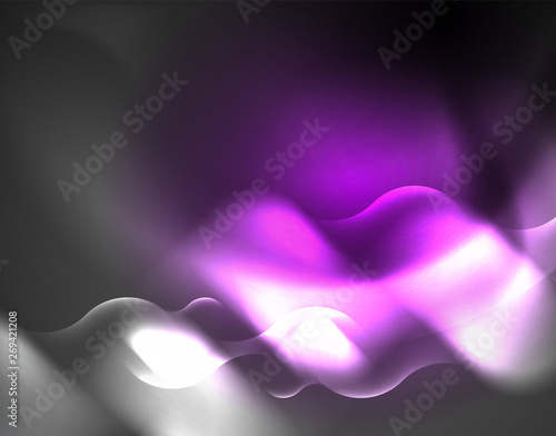 Fototapeta Naklejka Na Ścianę i Meble -  Shiny metallic neon waves vector design
