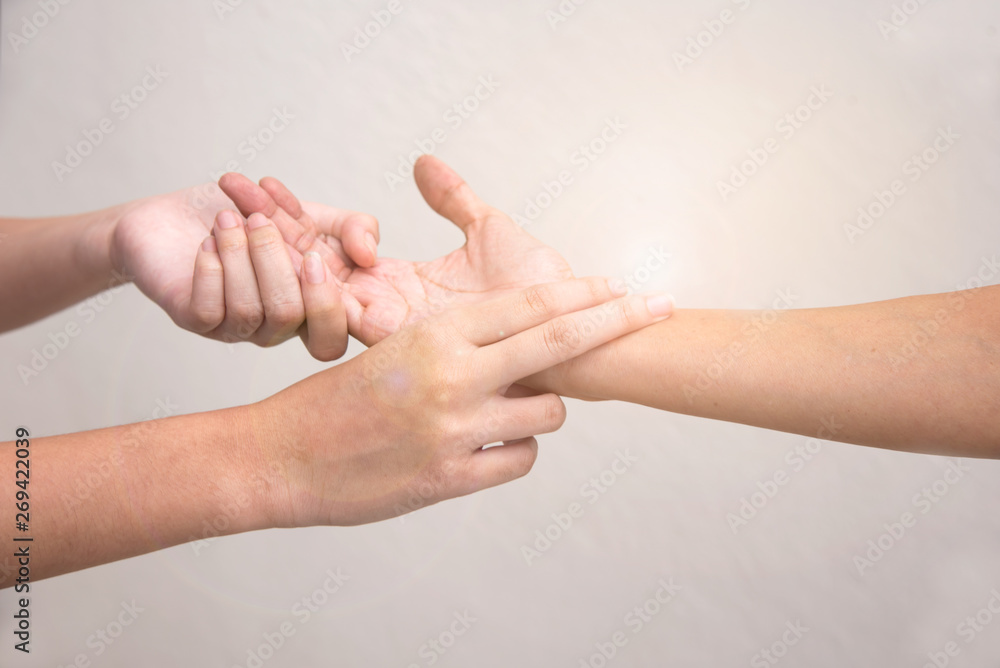 Two hand in sunshire hold together ,for take care story. Two hand in sunshire hold together ,for take care story.